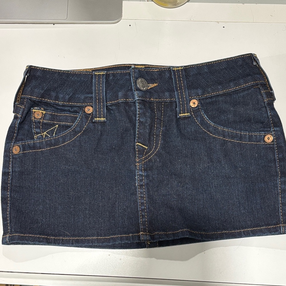 True Religion Dark Blue Denim with Gold Stitching